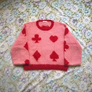 - rare angel blue playing card suits knit sweater - y2k / 2000’s -